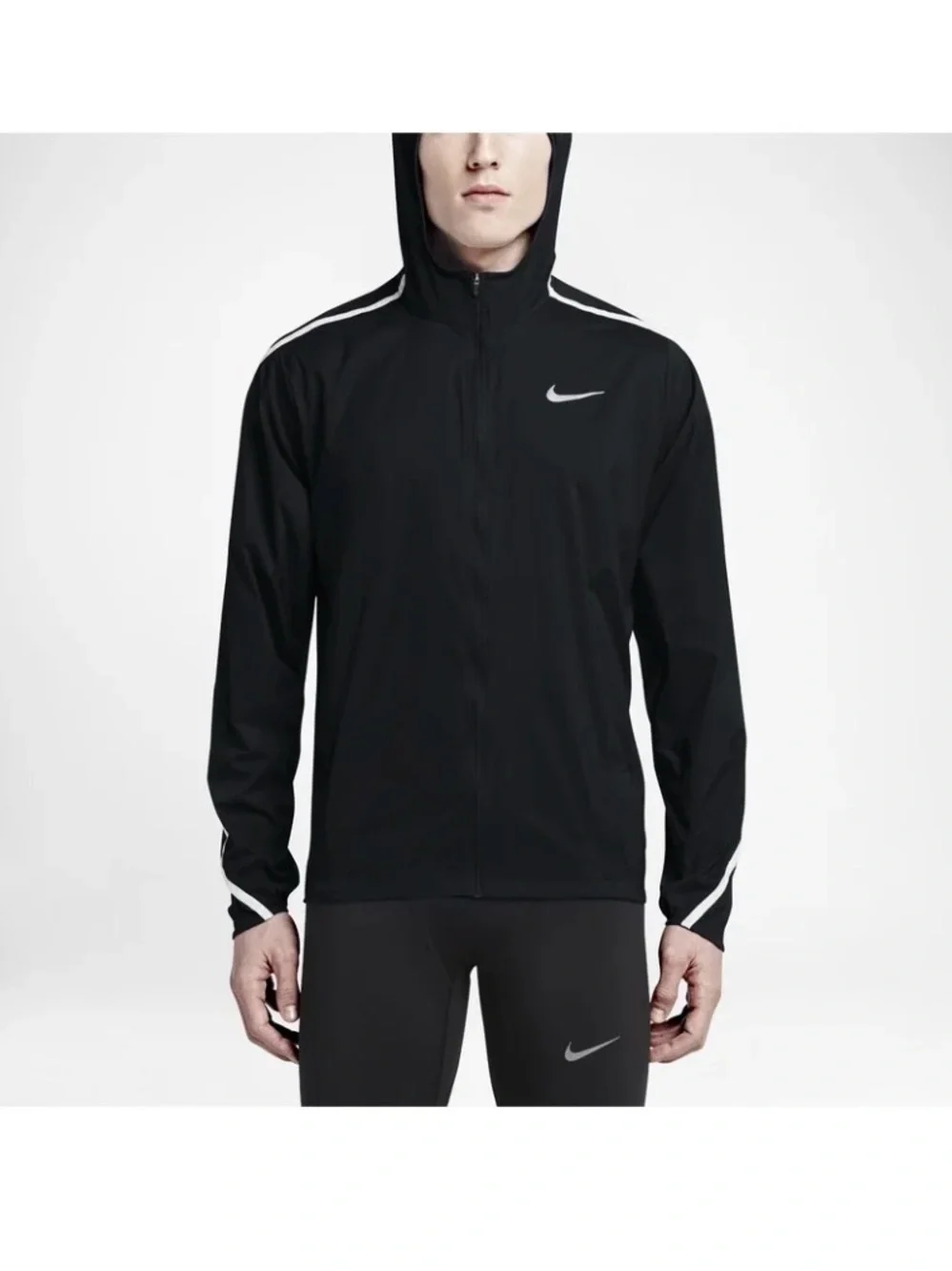 Nike Impossibly Light Hooded Men's Running Jacket Black/White - Picture 7 of 8